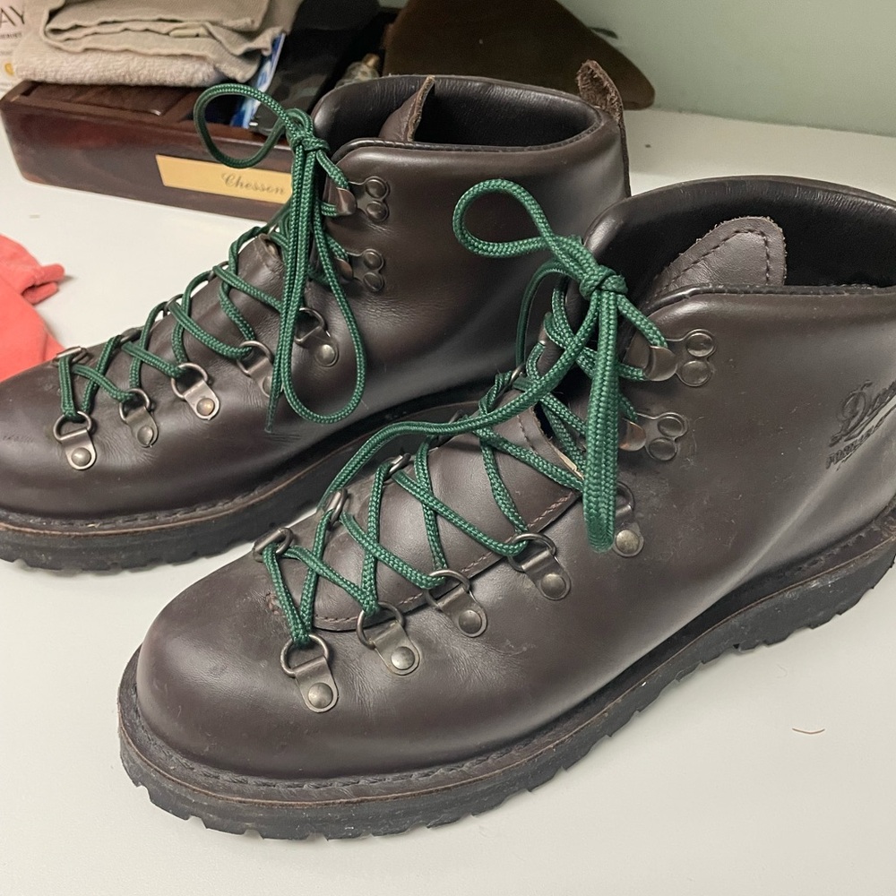 Danner Dark Brown Boots with Green Laces